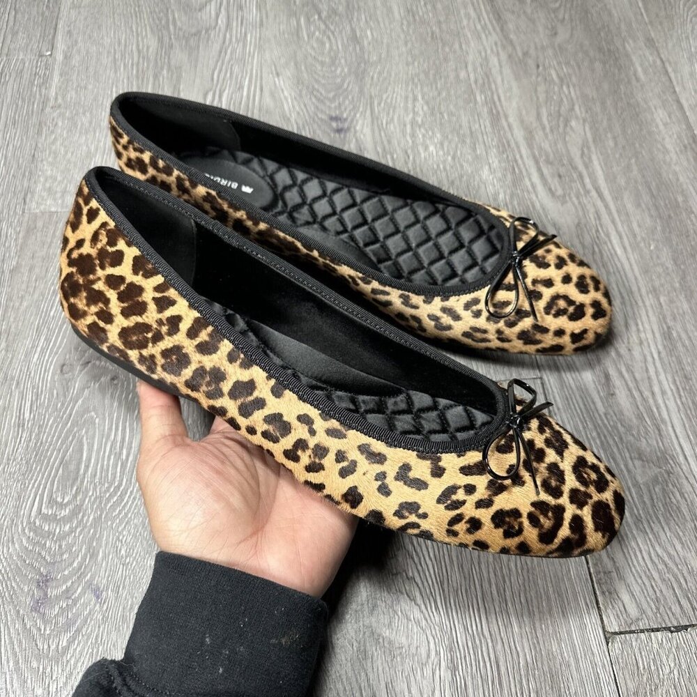 Birdies Leopard Cheetah Print Bow Flats  Slip On Shoes Womens Size 12